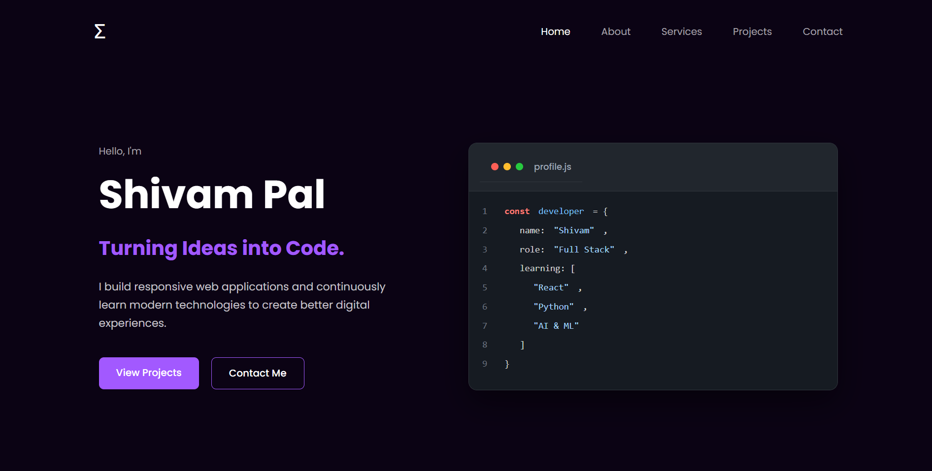 Portfolio Website Screenshot
